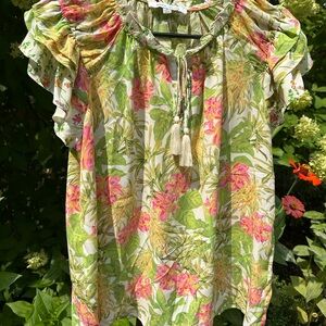 Rose+Olive Floral Blouse M